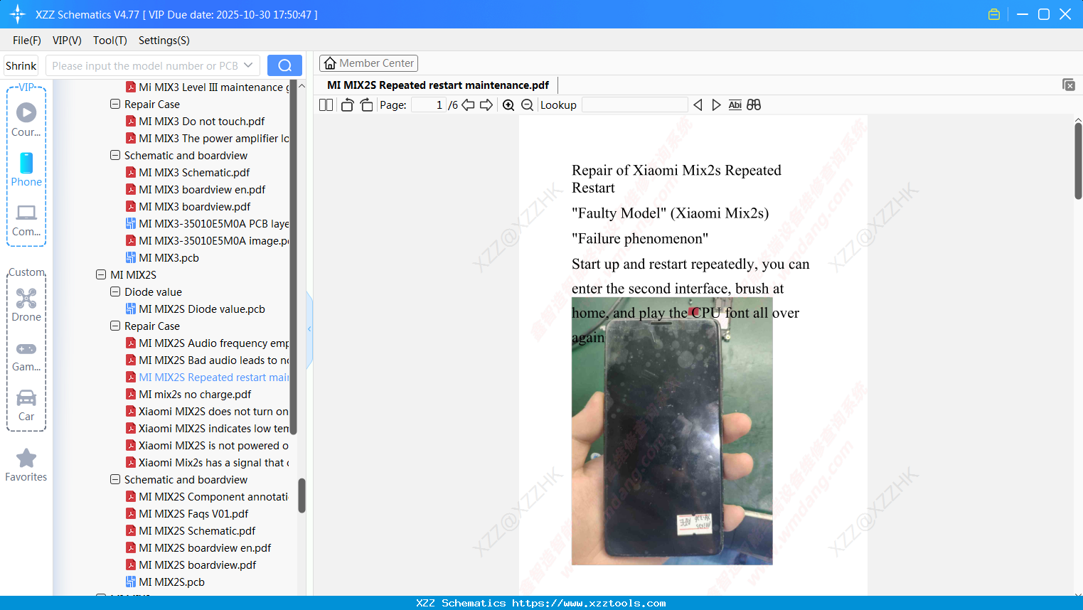 Xiaomi MI MIX2S Repeated Restart Maintenance